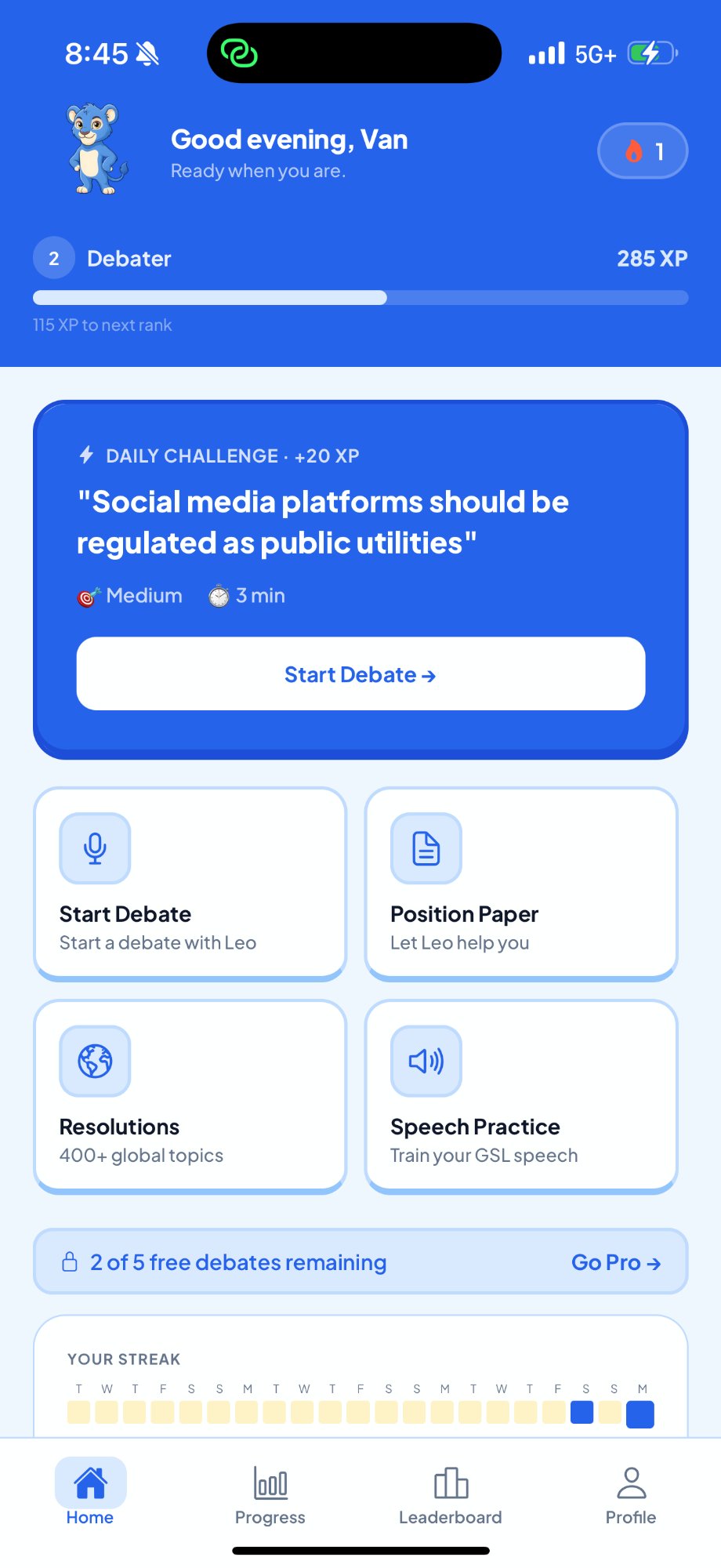 PrepMUN App Home Screen